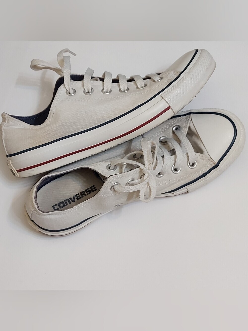 Converse Women Canvas Low-Top Sneakers with Navy Trim - Picture 7 of 7
